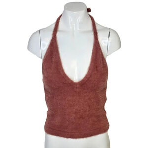 Gymshark x Whitney Simmons Eyelash Halter Neck Fluffy Top Size  Small Furry Soft
